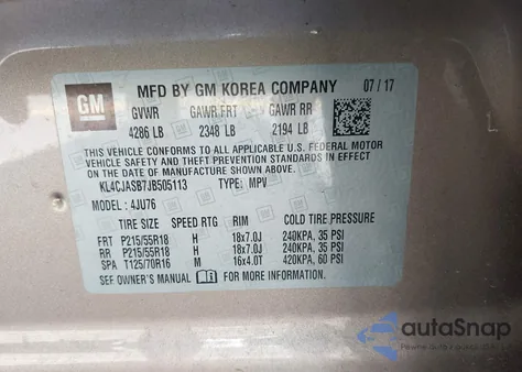 2018 Buick Encore Preferred из США, поврежденный, VIN KL4CJASB7JB505113